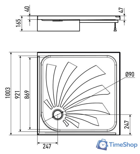 Душевой поддон Alex Baitler AB10017H-2 100x100 - Изображение №7 — Интернет-магазин Time-Shop