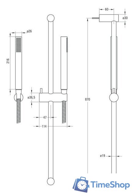 Душевая гарнитура Deante Karbo NCC B51K - Изображение №4 — Интернет-магазин Time-Shop