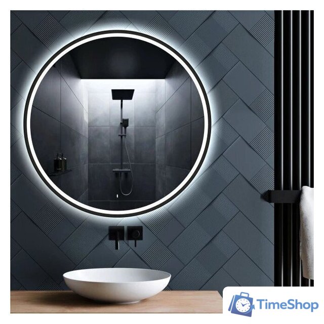  Алмаз-Люкс Зеркало Cairo Blaсk 80dh-6 (с подсветкой, датчиком движения и подогревом) - Изображение №6 — Интернет-магазин Time-Shop