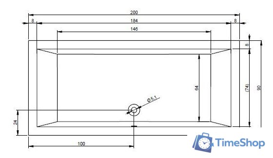 Ванна Riho Lugo 200x90 (без ножек) - Изображение №2 — Интернет-магазин Time-Shop