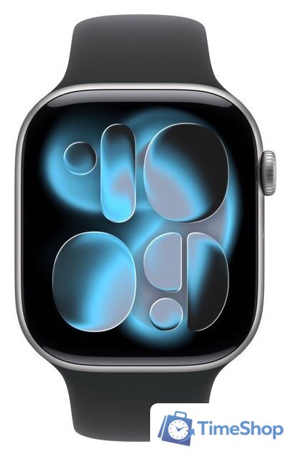 Умные часы Apple Watch Series 11 46 мм (алюминиевый корпус, космический серый/черный, спортивный силиконовый ремешок S/M) - Изображение №2 — Интернет-магазин Time-Shop