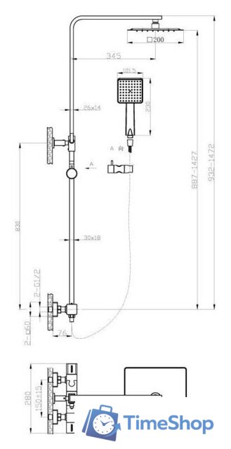 Душевая система  AV Engineering AVTHS2-P12-513A - Изображение №2 — Интернет-магазин Time-Shop