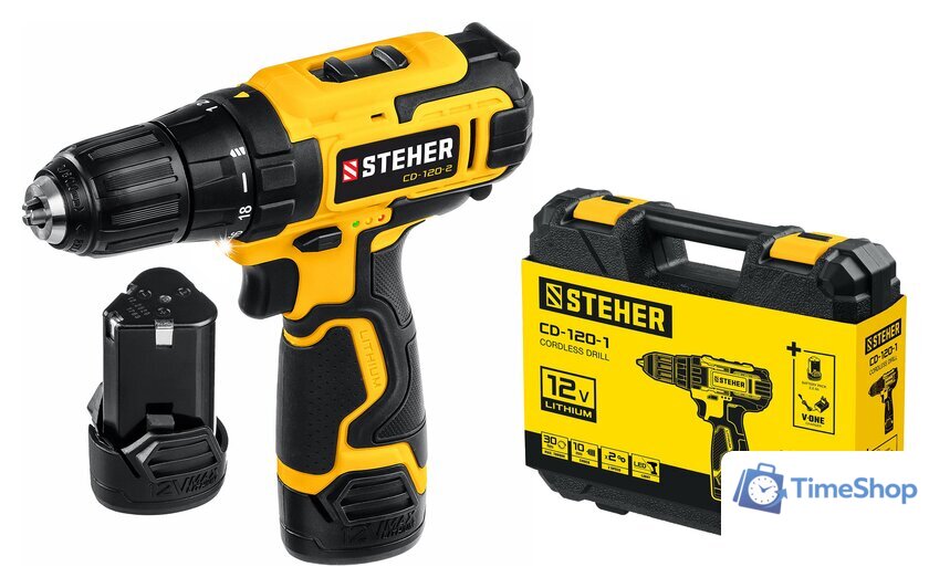 Дрель-шуруповерт Steher CD-120-2 (с 2-мя АКБ, кейс) - Изображение №1 — Интернет-магазин Time-Shop