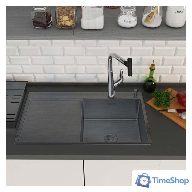 Кухонная мойка Roxen Vespa 560230-70RB PVD графит (с коландером и дозатором) - Изображение №3 — Интернет-магазин Time-Shop