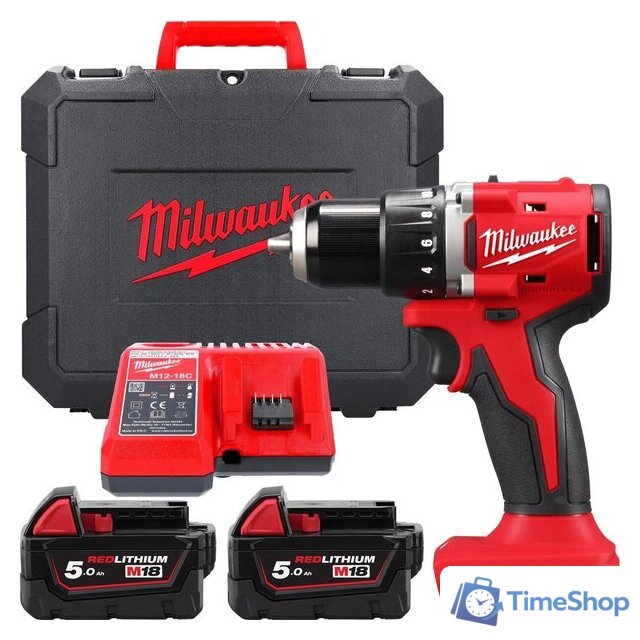 Дрель-шуруповерт Milwaukee M18 M18BLDDRC-502C 4933492835 (с 2-мя АКБ 5 Ач, кейс) - Изображение №1 — Интернет-магазин Time-Shop
