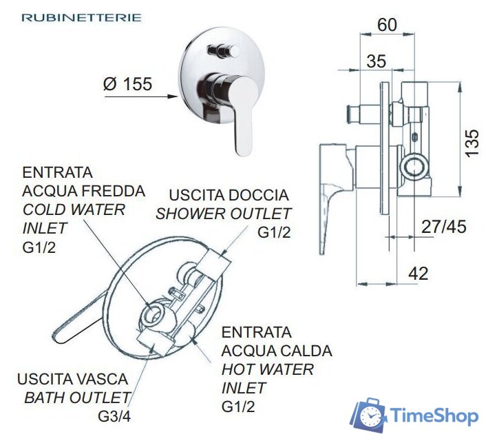 Смеситель Remer Winner W 09 - Изображение №2 — Интернет-магазин Time-Shop