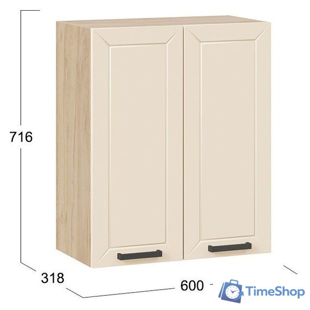 Шкаф навесной Трия Лорас 1В6 (дуб крафт золотой/холст брюле) - Изображение №3 — Интернет-магазин Time-Shop