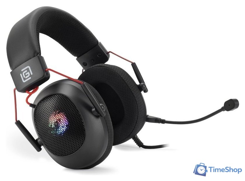 Наушники Оклик HS-L305G (черный/красный) - Изображение №2 — Интернет-магазин Time-Shop