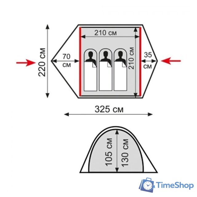 Треккинговая палатка TRAMP Quick 3 V2 (зеленый) - Изображение №2 — Интернет-магазин Time-Shop