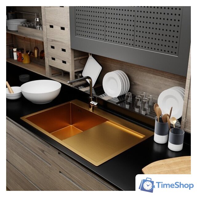 Кухонная мойка Mixline Pro 552918 (золото, с сифоном) - Изображение №4 — Интернет-магазин Time-Shop