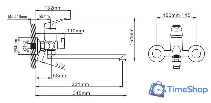 Смеситель Wisent WP22028 - Изображение №3 — Интернет-магазин Time-Shop