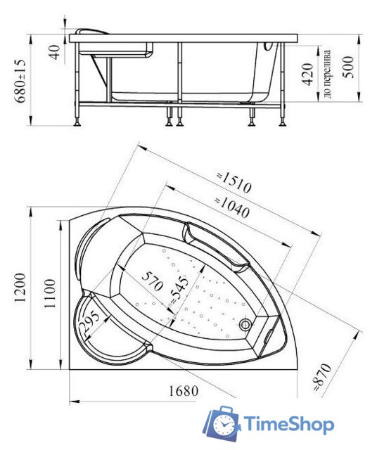 Ванна Vannesa Алари 168x120L 2-01-0-1-1-218 - Изображение №3 — Интернет-магазин Time-Shop