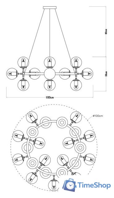 Подвесная люстра Arte Lamp Bolla A1664SP-25BK - Изображение №4 — Интернет-магазин Time-Shop