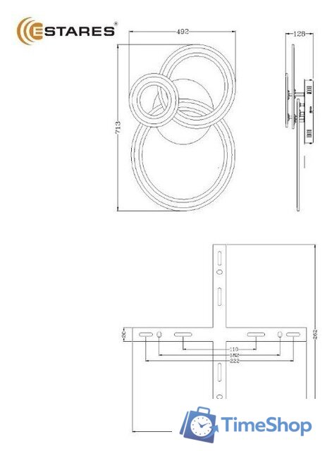 Припотолочная люстра Estares Triplex Round 108W 3R-APP-713x492x128-BLACK/WHITE-220-IP20 - Изображение №10 — Интернет-магазин Time-Shop