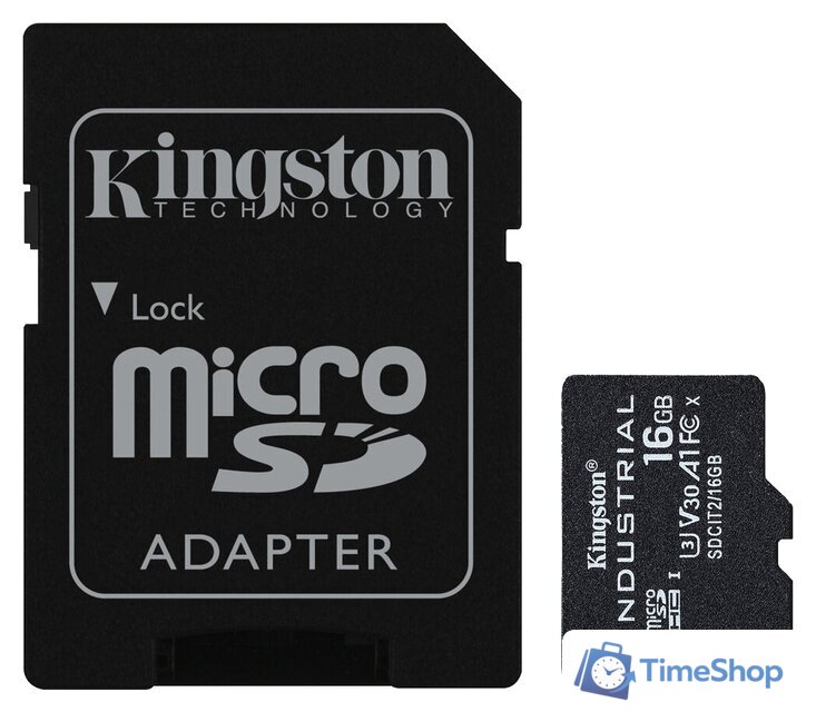 Карта памяти Kingston Industrial microSDHC SDCIT2/16GB 16GB (с адаптером) - Изображение №1 — Интернет-магазин Time-Shop