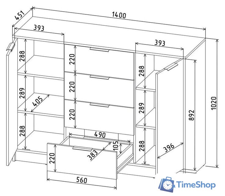 Тумба Интерлиния Концепт КТ-Т140 (белый платинум/антрацит) - Изображение №5 — Интернет-магазин Time-Shop
