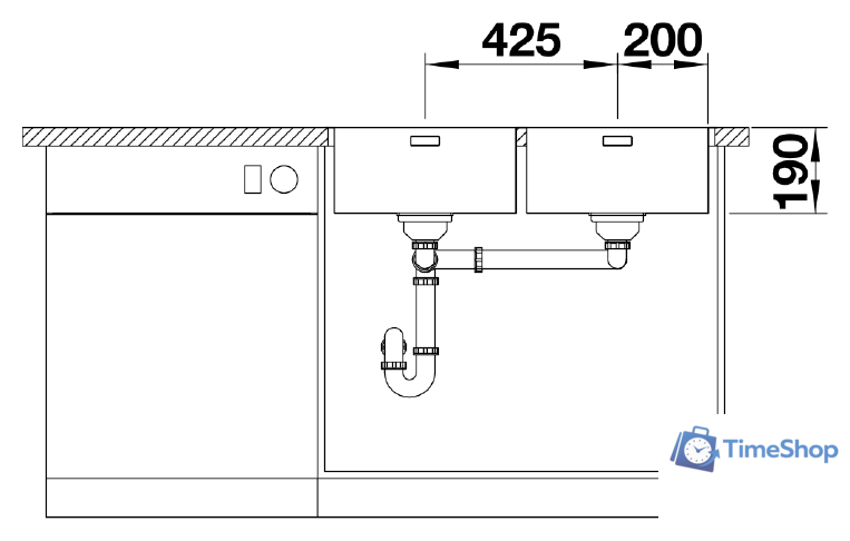 Кухонная мойка Blanco Andano 400/400-IF/A 525249 (с клапаном-автоматом, сатин) - Изображение №5 — Интернет-магазин Time-Shop