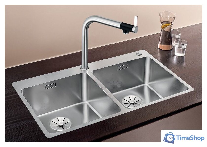 Кухонная мойка Blanco Andano 400/400-IF/A 525249 (с клапаном-автоматом, сатин) - Изображение №2 — Интернет-магазин Time-Shop