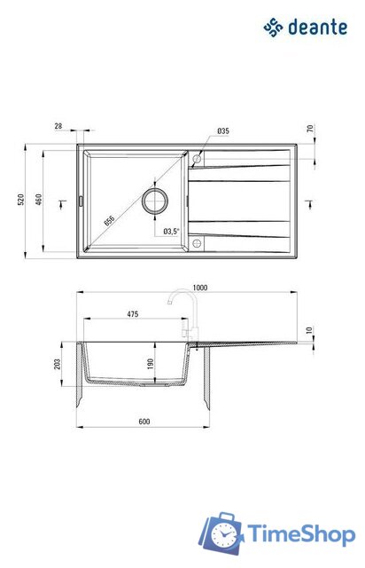Кухонная мойка Deante ZQE_G713 - Изображение №2 — Интернет-магазин Time-Shop