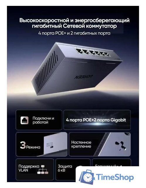 Неуправляемый коммутатор Ugreen CM741 35371EU - Изображение №2 — Интернет-магазин Time-Shop