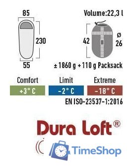 Спальный мешок High Peak TR 350 23068 (левая молния, темно-красный/серый) - Изображение №5 — Интернет-магазин Time-Shop