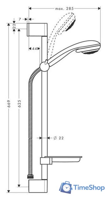 Душевой гарнитур  Hansgrohe Crometta 85 Vario [27764000] - Изображение №2 — Интернет-магазин Time-Shop