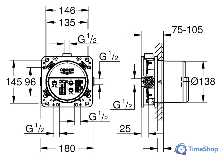 Монтажная коробка Grohe Rapido SmartBox 35600000 - Изображение №2 — Интернет-магазин Time-Shop