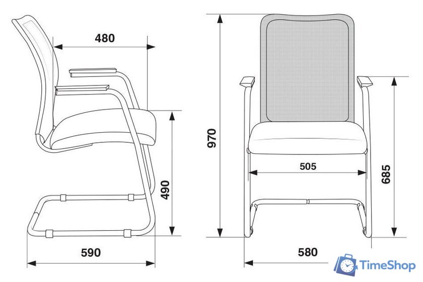 Офисный стул Бюрократ CH-599AV/TW-11 (черный) - Изображение №5 — Интернет-магазин Time-Shop