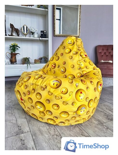 Кресло-мешок Flagman Груша Макси Г2.5-224 Smailiki 01 (желтый) - Изображение №2 — Интернет-магазин Time-Shop