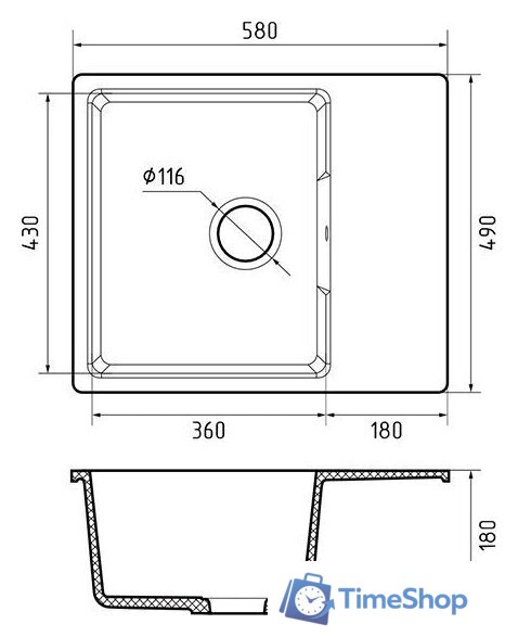 Кухонная мойка GranFest Urban GF-UR-658L (темно-серый) - Изображение №5 — Интернет-магазин Time-Shop