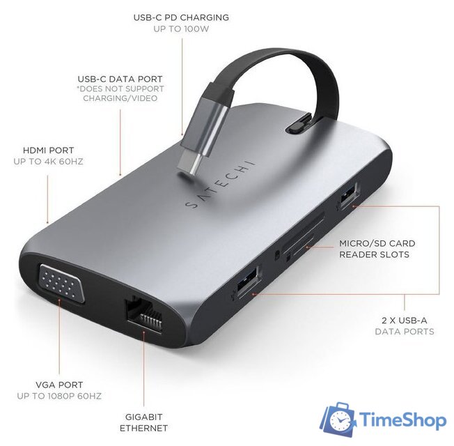 Док-станция Satechi USB-C On-The-Go Multiport Adapter ST-UCMBAM - Изображение №2 — Интернет-магазин Time-Shop