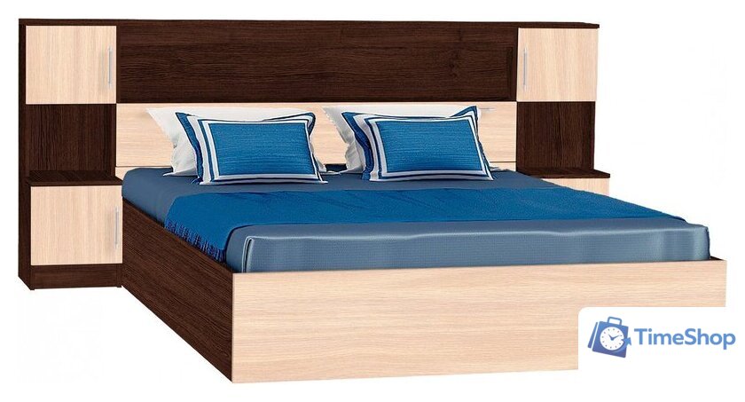 Кровать МДК КР314 160x200/1020x2352x2232 с закроватным модулем (венге/дуб млечный) - Изображение №1 — Интернет-магазин Time-Shop