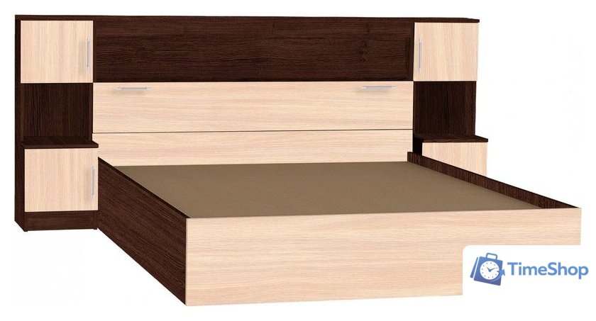 Кровать МДК КР314 160x200/1020x2352x2232 с закроватным модулем (венге/дуб млечный) - Изображение №2 — Интернет-магазин Time-Shop