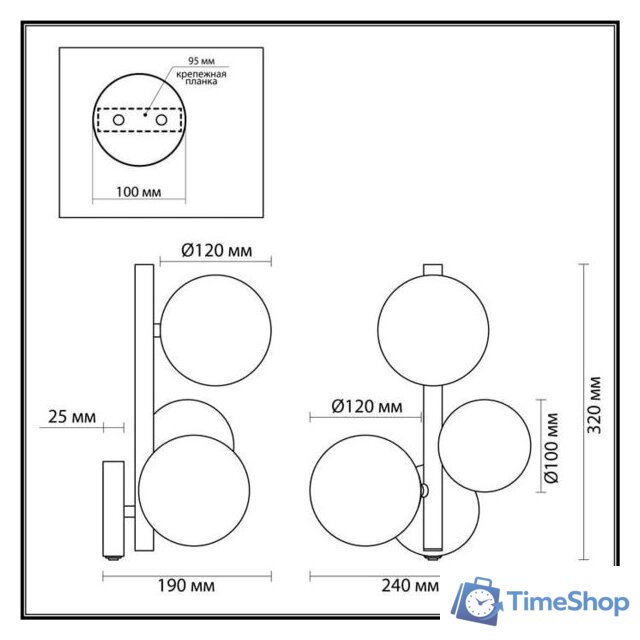Бра Odeon Light Tovi 4818/3W - Изображение №2 — Интернет-магазин Time-Shop