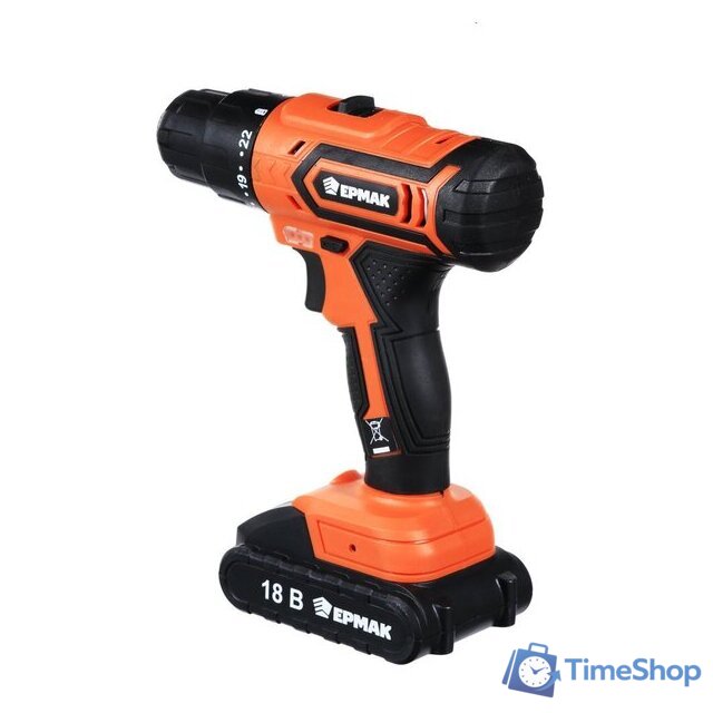 Дрель-шуруповерт Ермак ДША-18-2 646-325 (с 2-мя АКБ, кейс, набор оснастки) - Изображение №2 — Интернет-магазин Time-Shop