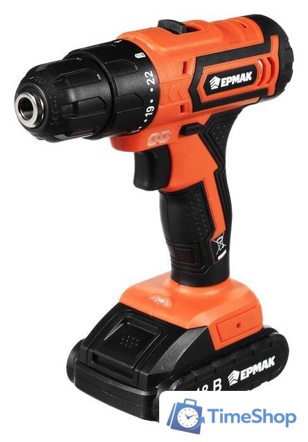 Дрель-шуруповерт Ермак ДША-18-2 646-325 (с 2-мя АКБ, кейс, набор оснастки) - Изображение №1 — Интернет-магазин Time-Shop