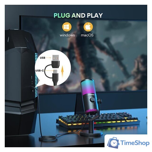 Проводной микрофон Maono DM30 RGB (розовый) - Изображение №5 — Интернет-магазин Time-Shop