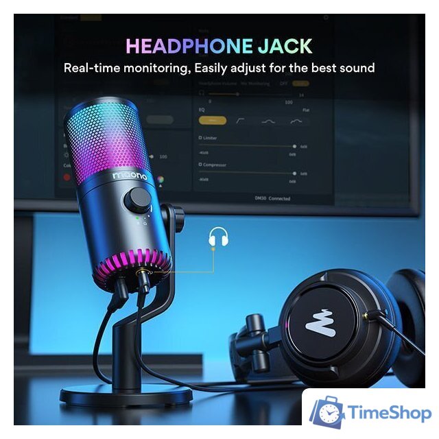 Проводной микрофон Maono DM30 RGB (розовый) - Изображение №6 — Интернет-магазин Time-Shop