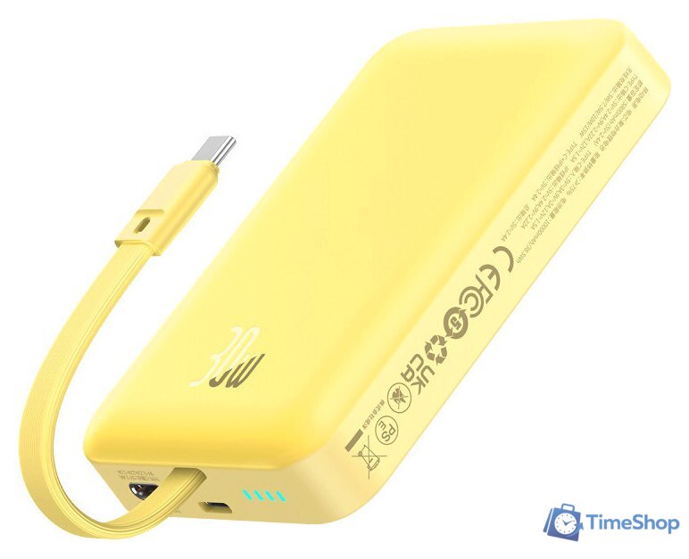 Внешний аккумулятор Baseus Magnetic Fast Charge Power Bank Type-C Edition 30W 10000mAh (желтый) - Изображение №1 — Интернет-магазин Time-Shop