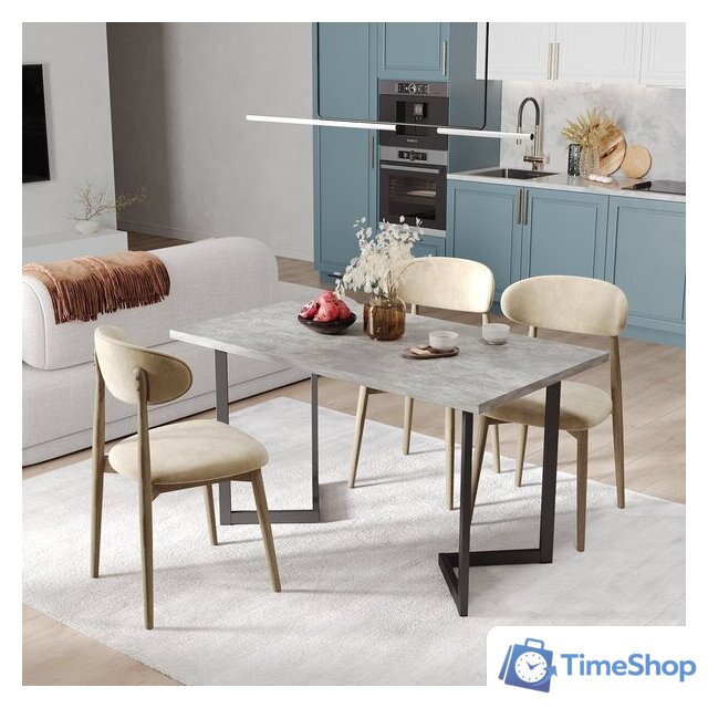 Кухонный стол Mio Tesoro Miata 120x66 (бетонный камень/черный) - Изображение №2 — Интернет-магазин Time-Shop