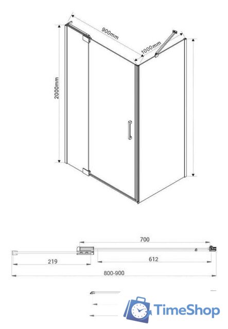 Душевой уголок Vincea Extra VSR-1E809010CL (хром/прозрачное) - Изображение №5 — Интернет-магазин Time-Shop