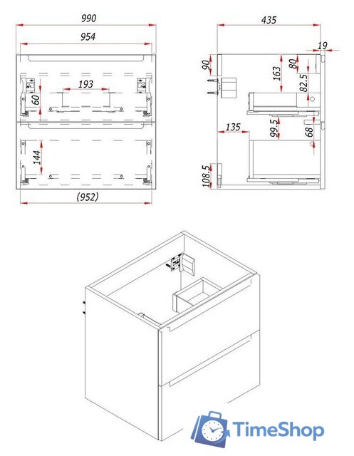 ЗОВ Тумба с умывальником Дион 100 D100LHO0M7015MKV5-OL100 (графит матовый/дуб) - Изображение №4 — Интернет-магазин Time-Shop