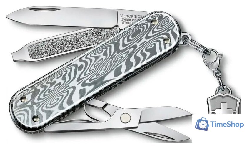 Мультитул Victorinox Classic Brilliant Damast 0.6221.34 (серебристый) - Изображение №1 — Интернет-магазин Time-Shop