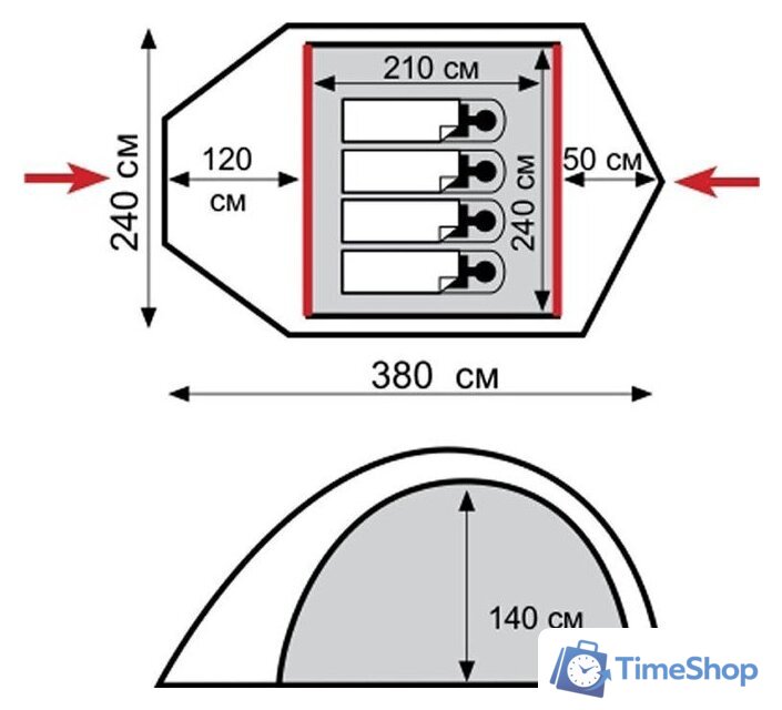 Треккинговая палатка TRAMP Lair 4 v2 - Изображение №2 — Интернет-магазин Time-Shop