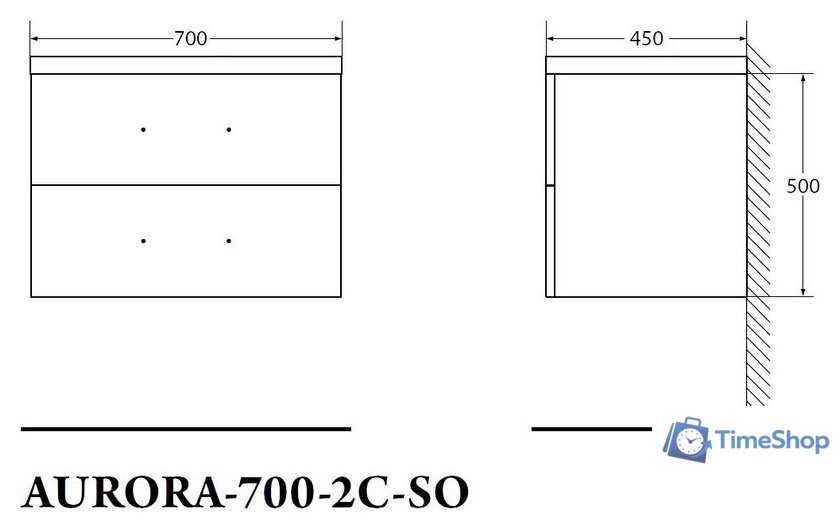  BelBagno Тумба под умывальник Aurora-700-2C-SO-RNN (rovere nebrasca) - Изображение №4 — Интернет-магазин Time-Shop