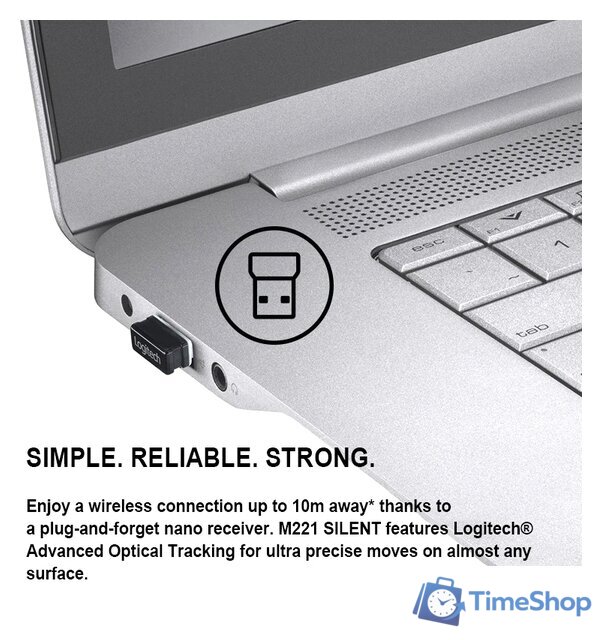 Мышь Logitech M221 (белый) - Изображение №2 — Интернет-магазин Time-Shop