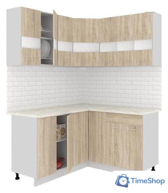 Готовая кухня Кортекс-мебель Корнелия Экстра 1.5x1.5м (дуб сонома/марсель) - Изображение №1 — Интернет-магазин Time-Shop
