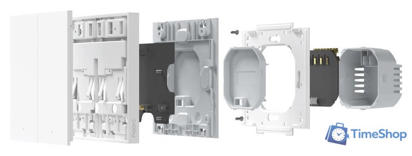 Выключатель Aqara Smart Wall Switch H1 двухклавишный без нейтрали (серый) - Изображение №4 — Интернет-магазин Time-Shop