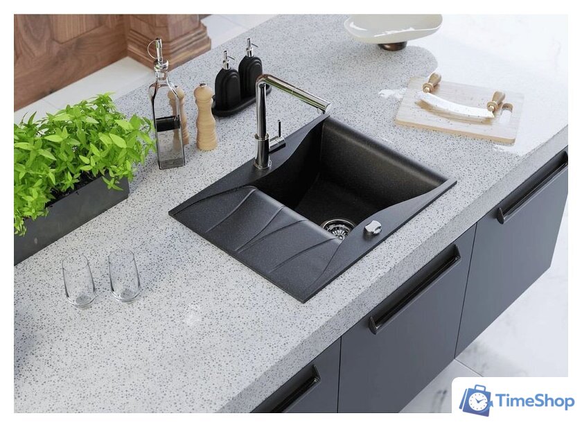 Кухонная мойка Kernau KGS O 4565 1B1D Black Metallic - Изображение №7 — Интернет-магазин Time-Shop