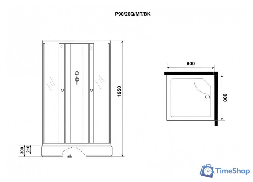 Душевая кабина Niagara Promo P90/26Q/MT/BK 90x90x195 - Изображение №4 — Интернет-магазин Time-Shop